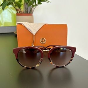 Tory Burch Burgundy and Tortoise Sunglasses